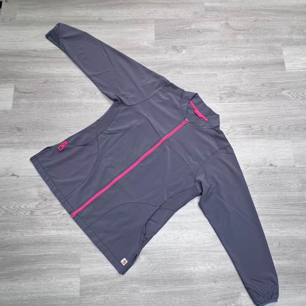 Carhartt Womens Full-Zip Jacket Sz L Athletic Lightweight Activewear Slate Gray